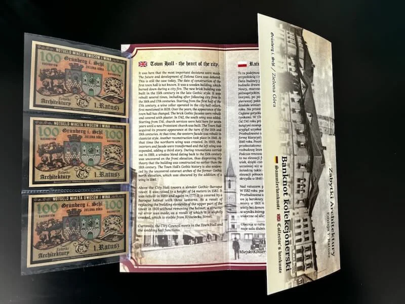 Notgeld<br>Zielona Góra<br>Ratusz<br>100 Bachnotów<br>komplet 6 sztuk<br> - obrazek 8