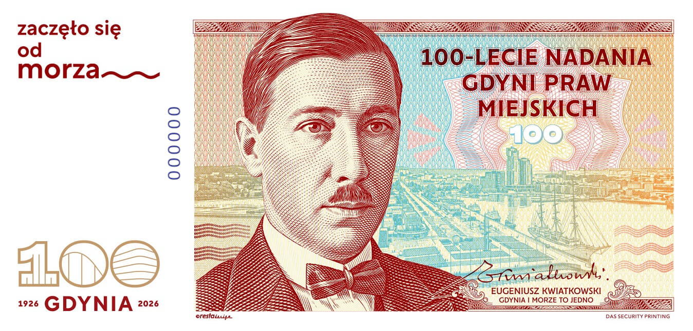100-lecie nadania<br>Gdyni praw miejskich<br>Seria 000000<br>+ ETUI