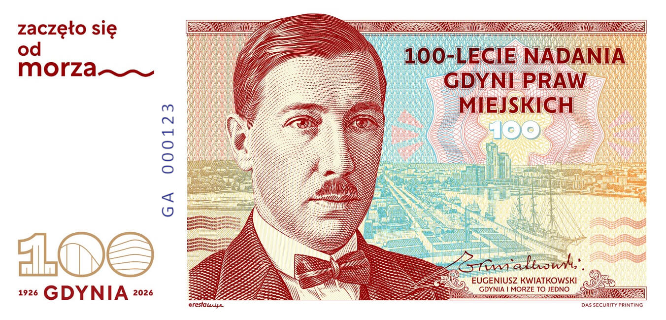 100-lecie nadania<br>Gdyni praw miejskich<br>Seria GA numerowany<br>